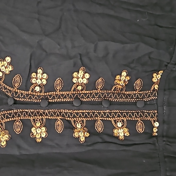 En Creme black and gold embroidered romper - Picture 2 of 8